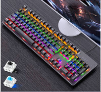 Clavier mécanique de jeu, style punk, touches rondes rétro, rétroéclairé, USB filaire, périphériques informatiques, disposition AZERTY, axe remplaçable