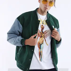 Wholesale Men's Casual Varsity Jacket Stand Collar Single Breasted Closure Printed Winter Sports Track OEM Service Available