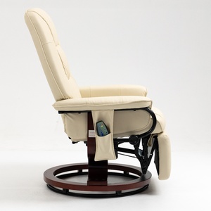 Fauteuil inclinable moderne à pédale unique en cuir, dossier haut, <span class=keywords><strong>pivotant</strong></span>, avec réglage manuel, structure métallique et revêtement en tissu - Product Image 5