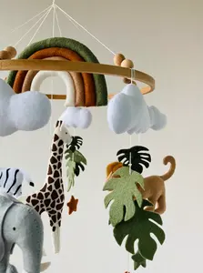 Sur <span class=keywords><strong>la</strong></span> vente fait à <span class=keywords><strong>la</strong></span> main couleur magnifique feutre teddy nursery bébé berceau <span class=keywords><strong>mobile</strong></span> avec bague en bois - Product Image 4