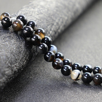 Fabricant de gros de perles de pierre ronde d'agate rayée de pierres précieuses naturelles faites à la main pour la fabrication de bijoux de collier de bracelet