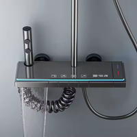 Système de robinetterie de douche murale de luxe poli avec affichage numérique intelligent, design moderne, poignée unique, pour usage hôtelier