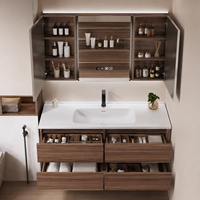Comptoir de salle de bain en pierre frittée moderne, miroir intelligent résistant aux rayures, mural, sur mesure, vente en gros