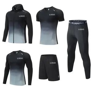 Groothandel Mannen Fitness Kleding Snelle Droge Compressie Gym Fitness Sets Custom Mannen Running Training Atletische Fitness Trainingspak