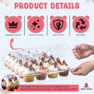 24 đếm Stackable cupcake bao bì hộp du lịch dùng một lần cupcake tàu sân bay trong suốt bánh thực phẩm món tráng miệng vận chuyển container - Product Image 2
