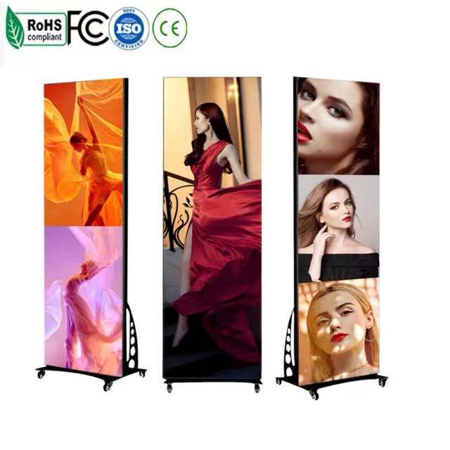 Advertising Led Digital Poster Display P2.5 P1.5 P1.8 P2 GOB Double Sided Led Screen Tri Fold Poster Foldable Led Screen Display