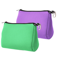 Néoprène Voyage Zipper Cosmétique Sacs Cas Bleu Étanche Cosmétique Sac De Toilette Voyage Sac Avec Crochet Suspendu