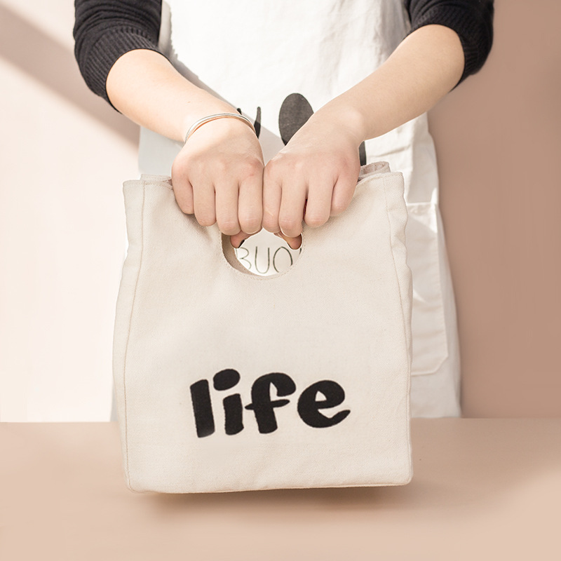 Сумка-тоут женская для еды, сумочка из вощеной холщовой ткани с термоизоляцией, с текстовым принтом, оригинальный дизайн, для пикника