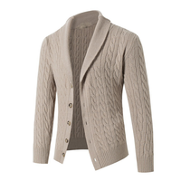 Dernière conception OEM/ODM pull-over court en coton et cachemire pour hommes, cardigan décontracté en tricot torsadé