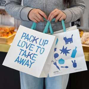 Bolsa de Papel Kraft Marrón con Asas para Comida para Llevar, Ecológica, Biodegradable, con Logotipo Personalizado, para Restaurantes y Servicios de Catering - Product Image 3