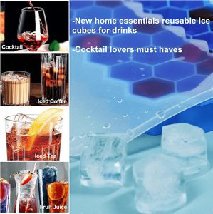 Bac à glaçons en silicone alvéolé polygonal 37 cavités sans BPA, écologique, qualité alimentaire, facile à démouler pour <span class=keywords><strong>whisky</strong></span> et cocktails - Product Image 5
