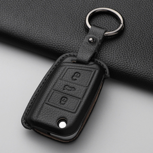Coque de clé de voiture en cuir pour VW Polo <span class=keywords><strong>Skoda</strong></span> Octavia A7 <span class=keywords><strong>Kodiaq</strong></span> Seat Ateca Leon Golf 7 MK7 VII Tiguan Accessoires Auto - Product Image 5