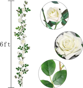 Guirlande <span class=keywords><strong>de</strong></span> fleurs artificielles roses blanches et roses suspendues, guirlande <span class=keywords><strong>de</strong></span> roses artificielles pour décoration <span class=keywords><strong>de</strong></span> mariage - Product Image 2