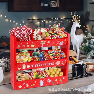Cross-border Christmas-themed wooden storage <b>box</b>, lidless wooden storage <b>box</b>, holiday snack and candy solid wood storage <b>box</b> - Product Image 4