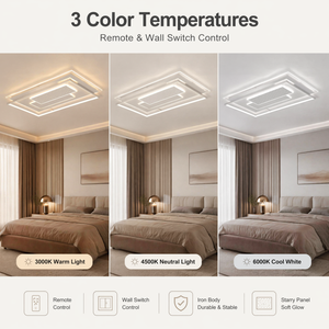 Modern <b>Led</b> Acrylic Iron <b>Ceiling</b> Lamp 240W Remote Control <b>Dimmable</b> Tri Color Surface Mount For Living Room Bedroom - Product Image 3