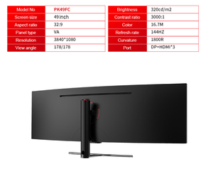 Nuevo <span class=keywords><strong>Monitor</strong></span> Gaming Curvo de Alta Gama, Popular, Súper Ancho de <span class=keywords><strong>49</strong></span> <span class=keywords><strong>Pulgadas</strong></span> y 144hz - Product Image 3