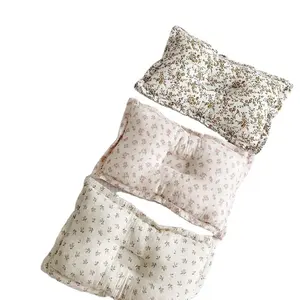 Almohada para niños pequeños 27*45cm Almohada para niños lavable a máquina con gasa Funda de almohada de algodón Estampado floral Almohadas para niños