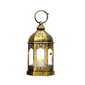 Faroles Marroquíes Dorados con Tapa de Cúpula, Portavelas Decorativos de Metal para el Hogar, Decoraciones Festivas de Navidad, Ramadán y Eid - Product Image 1