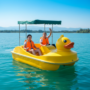 Bateau à pédales en fibre de verre QIQU, grand canard jaune efficace et charmant, pour <span class=keywords><strong>un</strong></span> retournement rapide de la <span class=keywords><strong>location</strong></span>, 2 personnes, capacité de charge de 200 kg - Product Image 1