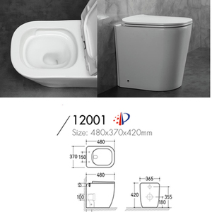 Juego de inodoro de cerámica blanca con sifón en S y sifón en P, inodoro de pie para mujer con base y asiento, y tanque de agua. - Product Image 2