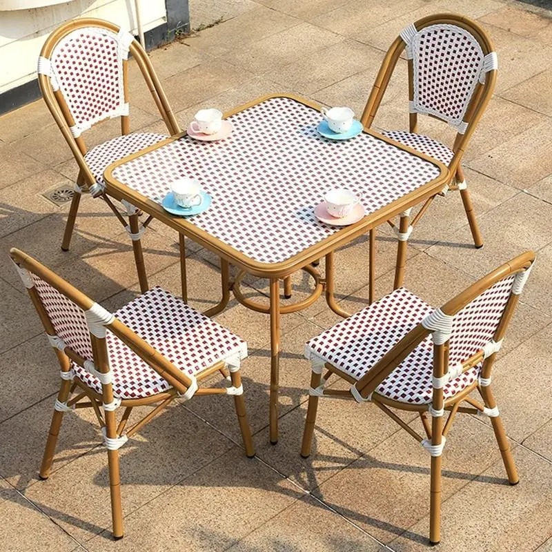 Hochwertiges Bistro Esstisch und Stuhl Set Restaurant Outdoor Rattan Korb weide 4 Stück Stühle Couch tisch Sets