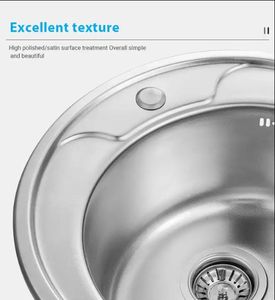 Lavabo fantaisie circulaire en acier inoxydable <span class=keywords><strong>Prix</strong></span> au Pakistan Argent OEM Évier de cuisine rond moderne en acier inoxydable - Product Image 5