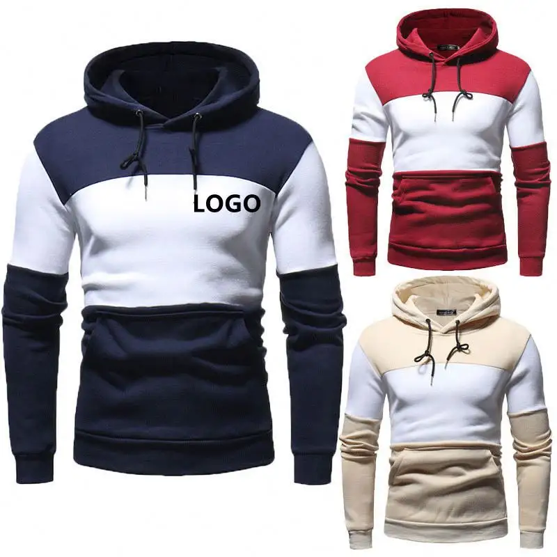 Polyester Blanco 2 Kleuren Hoodie Zonder Zak Casual Fleece Capuchon Trui Voor Mannen