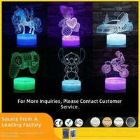 Lampe de nuit 3D la plus vendue, contrôleur de jeu en forme de cœur, lampe de bureau en acrylique alimentée par USB, décoration de bureau créative, Noël