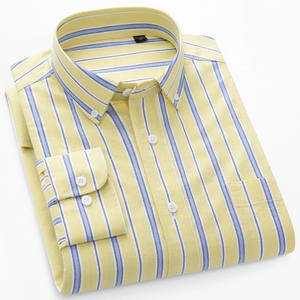 Herren 100% Baumwolle gestreift Langarm Hemd atmungsaktiv bequem bequem einreihig Verschluss Frühling lässig Business Wear ODM - Product Image 1