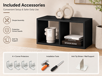 Armoire de rangement moderne en acier au carbone à 2 compartiments avec étagères ouvertes, organisateur compact et peu encombrant pour salon et chambre à coucher