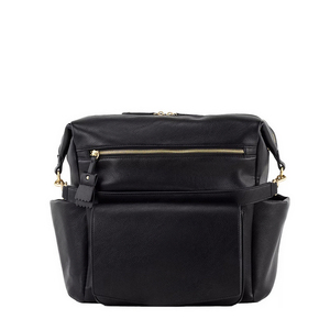 Fashion High Quality PU Leather Water Resistant <strong>Nappy</strong> Baby Diaper <strong>Bag</strong> for Mummy Large <strong>Black</strong> Outdoor Travel All Seasons - Product Image 3
