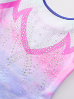 Justaucorps de gymnastique pour enfants, dégradé, orné de diamants, sans manches, pour la pratique du ballet, pour filles