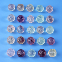 Vente en gros de pierres précieuses en vrac cristal fluorite sphère de créateur breloques bracelet breloques sculpture fleur pour bracelet fabrication de bijoux DIY