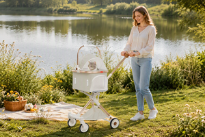 Poussette télescopique pliable <span class=keywords><strong>pour</strong></span> animaux de compagnie, <span class=keywords><strong>chariot</strong></span> léger et <span class=keywords><strong>d</strong></span>étachable <span class=keywords><strong>pour</strong></span> chats et chiens, <span class=keywords><strong>pour</strong></span> petits et moyens animaux, voyages en plein air - Product Image 1