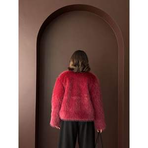 Abrigos largos de piel de conejo con botones, de visón con estampado de leopardo, teñidos y lavados, técnica tejida, venta al por mayor Topshow - Product Image 3