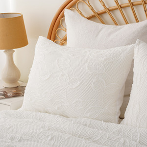 Magnifique léger Boho Shabby Chic Snow White Leaf Jacquard Broderie King Size Ensemble de couettes - Product Image 6