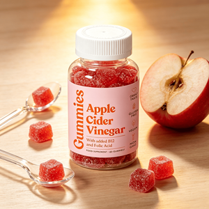 Gomitas de Vinagre de Sidra de Manzana OEM con <span class=keywords><strong>Vitamina</strong></span> <span class=keywords><strong>B12</strong></span> <span class=keywords><strong>y</strong></span> Ácido Fólico, Sin Azúcar, Veganas, para Apoyar la Digestión <span class=keywords><strong>y</strong></span> el Metabolismo Energético - Product Image 1
