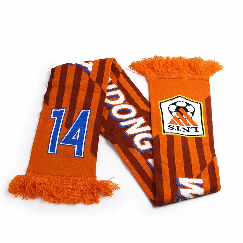 ジャカード織りアクリルニットスポーツサッカークラブサッカーチームファンサポーターお土産スカーフ