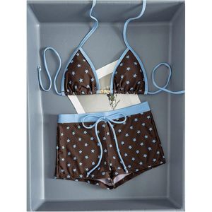 FOXA Women's 2 Piece <b>Bikini</b> Set Star Print Halter Top With <b>Boyshorts</b> Swimwear Beachwear Quick Dry Spandex Polyester - Product Image 5