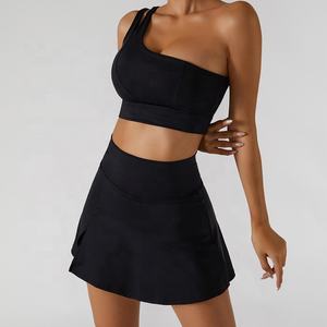 ชุดกระโปรงสั้นสำหรับผู้หญิงชุดเล่นกีฬาแบบ2 in 1ชุดออกกำลังกายเอวสูงกางเกงขาสั้นในตัวชุดเล่นเทนนิสและกอล์ฟ - Product Image 4