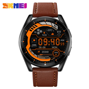 Skmei Men's Smartwatch Round Dial Genuine Leather Band Bluetooth Calling Sports Watch With Heart Rate Sleep Monitor IPX8 - Product Image 5