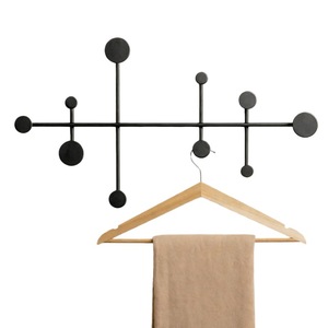 Modern metal wall-mounted coat rack, <b>black</b> bedroom wall <b>hooks</b>, wrought iron hat and bag <b>hooks</b>. - Product Image 1