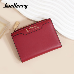 กระเป๋าใส่เหรียญขนาดเล็กสำหรับผู้หญิง Baellerry สีแดง กระเป๋าสตางค์แบบซิป ใช้ได้ทุกวัน สีพื้น - Product Image 1