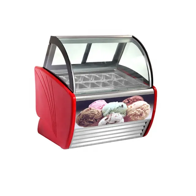 मिठाई की दुकान हार्ड आइस क्रीम प्रदर्शन फ्रीजर/Gelato आइसक्रीम शोकेस फ्रीजर