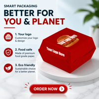 Boîtes d'emballage en papier pour la restauration rapide à emporter, imprimées sur mesure, jetables, pour frites, hamburgers, poulet frit, ailes de poulet