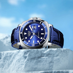 Montre Homme de Luxe Sport Quartz Affaires LG89155 Bracelet en Cuir Noir Date Facile à Lire Cadeau pour <span class=keywords><strong>Mari</strong></span> Père Anniversaire - Product Image 3