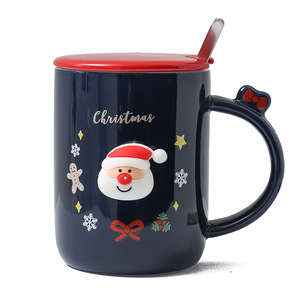 Tazza di ceramica del fumetto di natale di stile nordico tazza di regalo creativa della tazza di caffè dell'ufficio del tè dell'acqua sveglia con il cucchiaio del coperchio - Product Image 1