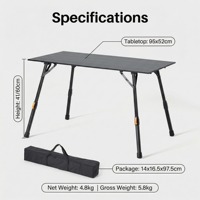 Table pliante d'extérieur portable en aluminium à ouverture rapide, réglable, pour jardin, plage, camping, pique-nique et voyage