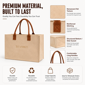 <span class=keywords><strong>Bolsa</strong></span> de Fieltro Ecológica Personalizada de Fábrica <span class=keywords><strong>China</strong></span>, <span class=keywords><strong>Bolsa</strong></span> de Compras de Fieltro con Asas para Supermercado, Playa y Viajes - Product Image 4
