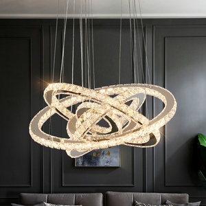 US Warehouse lampu gantung Hotel kustom lampu gantung berkabel kristal 5 lingkaran <span class=keywords><strong>Chandelier</strong></span> - Product Image 3